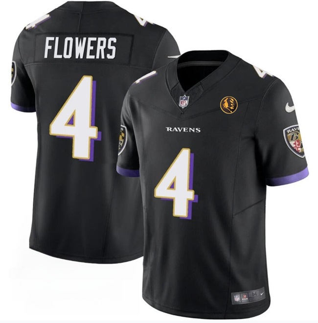 Men's Baltimore Ravens #4 Zay Flowers Black 2023 F.U.S.E. With John Madden Patch Vapor Limited Football Jersey